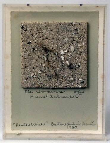 Larry Hagman Collection Benes Death Wish Artwork: From Larry Hagman's estate, this is one of his Barton Lidice Benes' works of art. The celebrated Benes was his favorite artist. This mixed media piece is called "Death Wish, the Remains of Hans Schnei