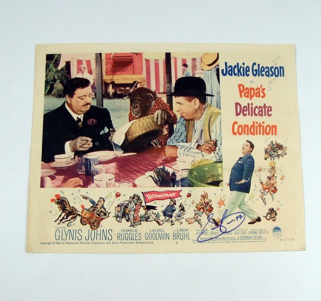 Papa's Delicate Condition Sammy Cahn Signed Lobby Card: The history of the geneses of the classic hit song "Call Me Irresponsible", composed by Jimmy Van Heusen with lyrics by Sammy Cahn is the food of legends. The famous story was that it was originally i