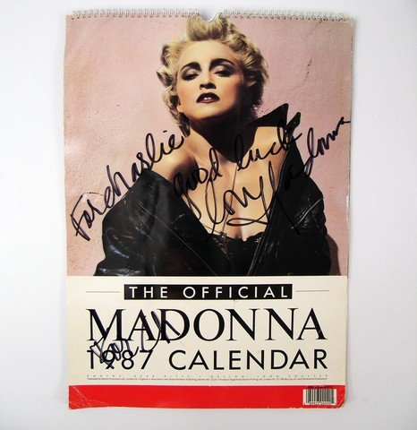 Madonna Signed Calendar: Madonna 1987 autographed calendar. (approx. 16 1/2" x 12")
