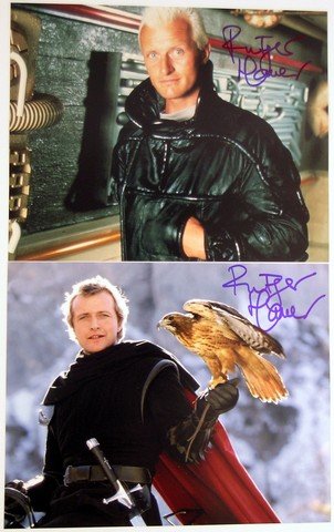Blade Runner/Ladyhawke Rutger Hauer Signed Photos: The striking Dutch actor Rutger Hauer blasted on our screen, first in a series of highly aclaimed foreign films like "Keetje Tippel", "Turkish Delight", "Spetters" and especially "Solider of Orange". 