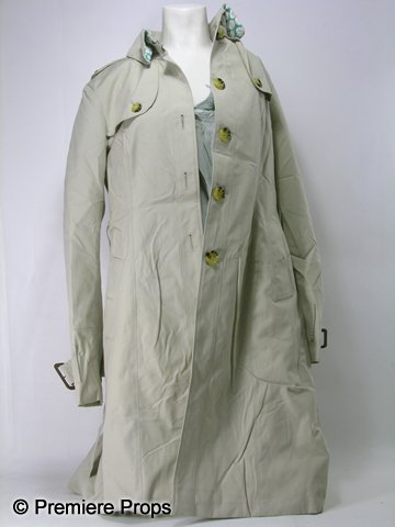 Leap Year Anna (Amy Adams) Costume: Leap Year - Anna (Amy Adams) screen worn khaki "Burberry" overcoat with green and white floral pattern lining, (Size 12) and light green "Day Birger ET Mikkelsen" scoop neck blouse with stitch detail.