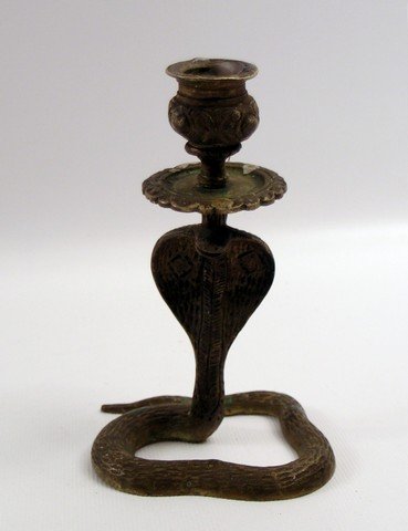 The Munsters (1966) Snake Candle Holder Prop: An extremely rare and unusual metal cobra snake candle holder that could only come from the "The Munsters" (1966) household! (Approx. 5 1/2" tall).