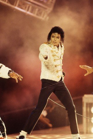 Michael Jackson Concert Photo & Copyright From Victory: Michael Jackson a second away from beginning one of his famous dance sequences during his Victory Tour circa 1984. These photos were commission by Joe Jackson, father, founder and early manager of his