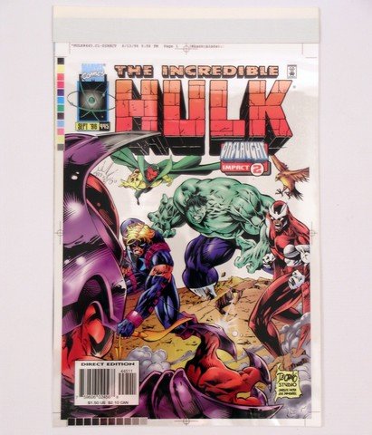 Incredible Hulk #445 4 Color Book Cover Proofs: Incredible Hulk #445 Original 4-Color Marvel Comic Book Cover proofs. These proofs are usually destroyed after printing which gives these surviving proofs special collectability! They feature multi-la