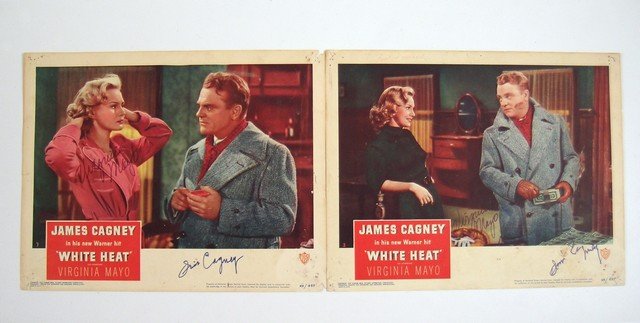 White Head Original Lobby Cards Signed By James Cagney: White Head Original Lobby Cards Signed By James Cagney & Virginia Mayo James Cagney's classic "White Heat" (1949) has been ranked #4 on th