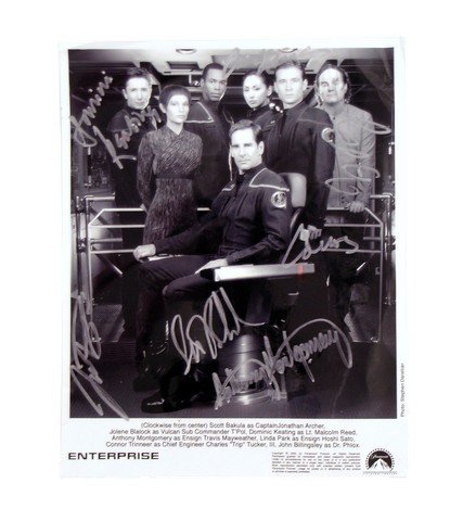Enterprise Cast Signed Photo: "Enterprise" (2001-2005) was the prequel to the original Star Trek series. It showed the early years of Starfleet, leading up to the formation of the Federation and the Earth-Romulan Wars. The series 