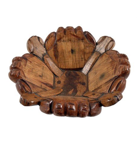 Hobbit (2012) Hand carved Wood Bowl Prop: Hobbit (2012) Hand carved Wood Bowl Prop - From the first in the magnificent trilogy, "The Hobbit: An Unexpected Journey" (2012) comes this handcrafted wood carved "flowering" bowl used as a set decor