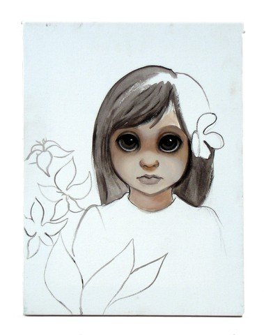 Big Eyes Margaret Keane (Amy Adams) Movie Props: Margaret Keane (Amy Adams) screen used, half finished Big Eyes painting on canvas. (approx. 12 1/4" x 16 1/4")