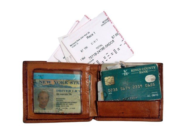 St. Vincent Vincent (Bill Murray) Movie Props: Vincent (Bill Murray) screen used, hero, very worn brown leather wallet with multiple bank cards, bet tickets, and ID. (approx. 4 1/4" x 3 3/4")