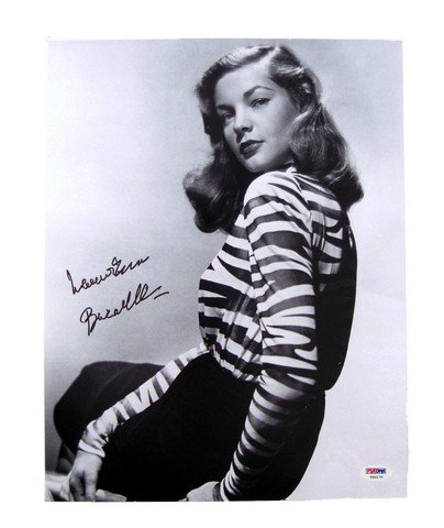 Lauren Bacall Autographed Photo: Lauren Bacall Autographed Photo - 2014 is turning into a tragic year, where we seem to be losing more of our beloved celebrities and actors then ever. One of the greatest losses was Lauren Bacall who