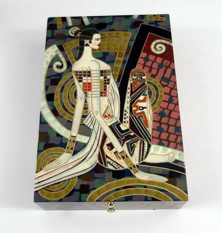 Friends Egyptian Box Movie Props: One of the most loved comedy sitcoms ever made is Friends and direct from the production comes this multicolor box with ornate Egyptian design. Measures approx. 12" x 8".