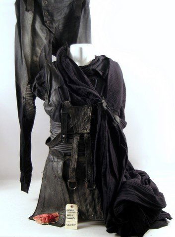 Legion Gabriel (Kevin Durand) Movie Costumes: From Sony Pictures Legion produced in 2010 comes Gabriel's (Kevin Durand) hero complete screen worn costume consisting of his black cotton with leather strap detail cape, black linen with folded detai