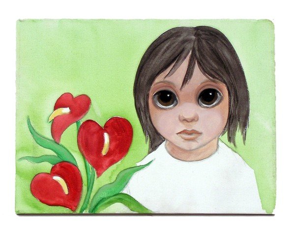 Big Eyes Margaret (Amy Adams) Movie Props: Margaret Keane (Amy Adams) screen used, half finished Big Eyes painting on canvas. (approx. 12 1/4" x 16 1/4")