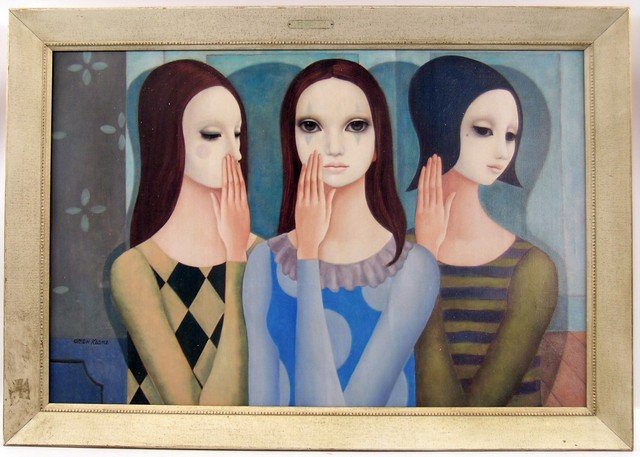 Big Eyes Margaret (Amy Adams) Movie Props: Margaret Keane screen used, Big Eyes framed reproduction textured canvas print. (approx. 40 1/2" x 28 1/2")