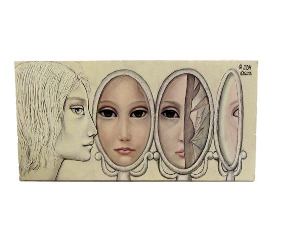 Big Eyes Margaret (Amy Adams) Movie Props: Margaret Keane (Amy Adams) screen used, Big Eyes reproduction textured canvas print. (approx. 30" x 15 1/2")