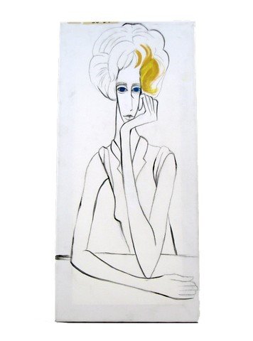 Big Eyes Margaret (Amy Adams) Movie Props: Margaret Keane (Amy Adams) screen used, Big Eyes unfinished reproduction canvas drawing and painting . (approx. 30" x 14")