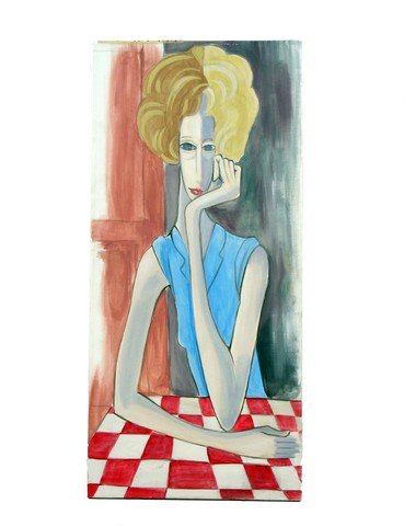 Big Eyes Margaret (Amy Adams) Movie Props: Margaret Keane (Amy Adams) screen used, Big Eyes unfinished reproduction canvas drawing and painting . (approx. 30" x 14")