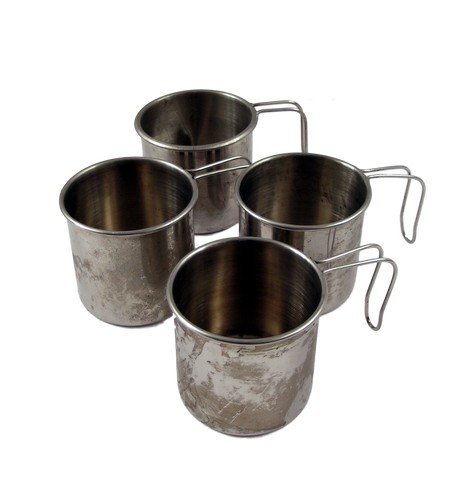 Falling Skies Colonel Weaver (Will Patton) Camping Cups: Colonel Dan Weaver's (Will Patton) set of four lightweight metal camping cups. Approx. 3 1/2" x 5 1/2".