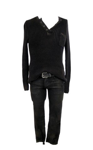 Falling Skies Season 5 John Pope (Colin Cunningham): John Pope's (Colin Cunningham) screen worn outfit in Season 5, Episodes 6 through 9. Moderate wear. Rapscallion rebel John Pope pulls off his rock 'n roll biker look better than anyone left alive, wit