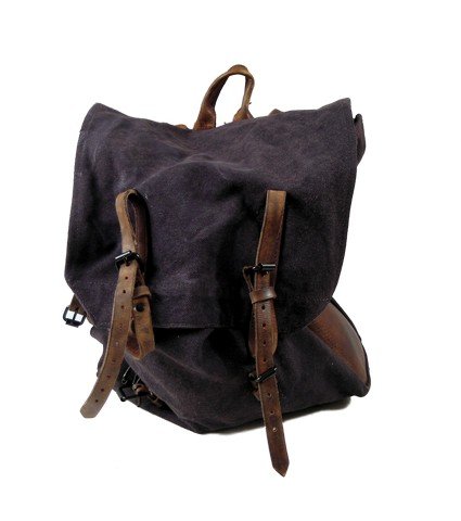 Falling Skies Tom (Noah Wyle) Backpack Movie Props: Tom Mason's (Noah Wyle) screen used navy blue "Wallace & Barnes" canvas backpack with leather sides, leather straps, and buckles on the front. Approx. 21" x 16".