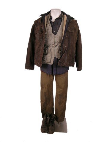 Falling Skies Season 5 Marty (Todd Weeks) Movie: SPOILER ALERT! Season 5, Episodes 5 through 10 (Series Finale) - Marty's (Todd Weeks) screen worn, distressed brown cotton with zip off arms and black hoody and placket zipper front "Dakota" jacket, b