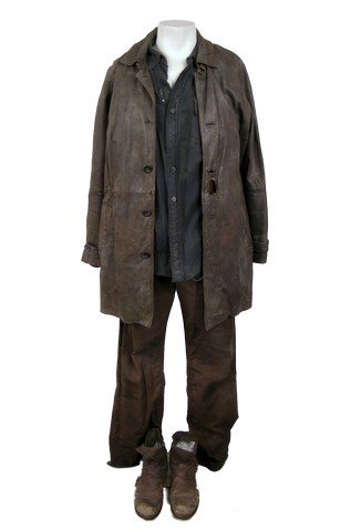 Falling Skies Dingaan (Treva Etienne) Movie Costumes: SPOILER ALERT! Season 5, Episode 10 (Series Finale) - Dingaan Botha's (Treva Etienne) screen worn, distressed, brown button front with two front pockets jacket, dark blue long sleeve button front with