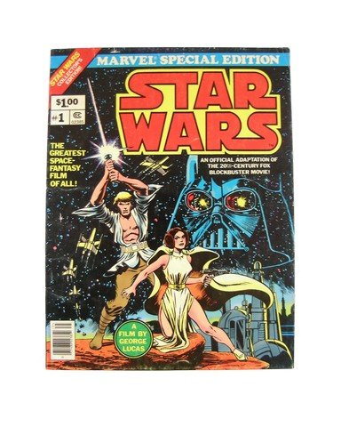 Star Wars #1 1977 Marvel Special Edition Comic Book: Star Wars Collectors Edition oversized #1 comic book from 1977. Front inside cover shows photo of Mark Hamill with R2D2 and C3PO with Stan Lee Presents Issue states it is the complete collectors' edit