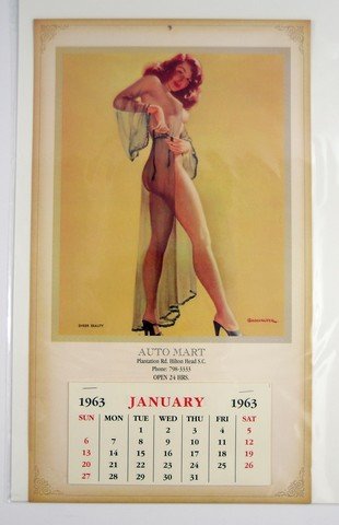 Pin Up Sheer Beauty 1963 Calendar: Pin Up Calendar from 1959 with the title "Sheer Beauty" (approx. 17" x 10")