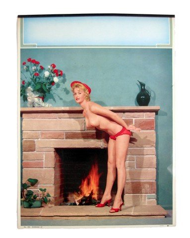 Pinup Litho Original Salesman's Sample Warming Up By: Pinup Litho Original Salesman's Sample Warming Up By Champion Line (Circa 1950's) - Pinup's became all the rage in the uptight era of the 1950's. Because there still was an "Eisenhower Innocents", the