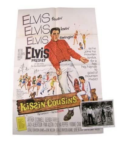 Kissing Cousins Original Theatrical Movie Poster 1964: Kissing Cousins (1964) Unused Folded original release poster and 8" x 10" black and white publicity still. Mint condition. (41" x 27")