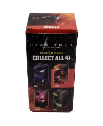 Star Trek Spock Commemorative Cup Movie Collectible: From CBS and Paramount Pictures is a Star Trek Spock Commemorative glass cup in original box. This is produced by Equity Marketing and measures approximately 6 1/2" x 3".