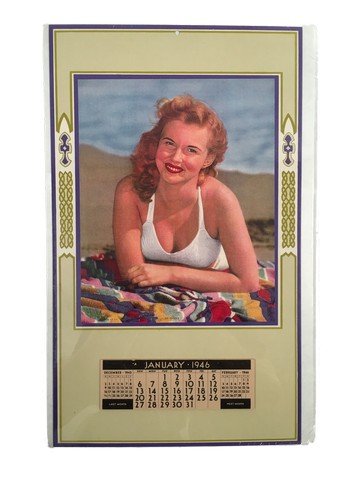 Pinup Calendar Beach Beauty "Hi There" 1946: Pinup Calendar Beach Beauty "Hi There" 1946 Mint Condition Never Used