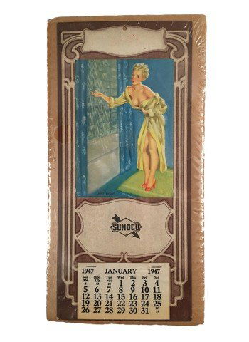 Pinup Calendar Sunoco Oil 1947 "Just Right" (1 of 1)