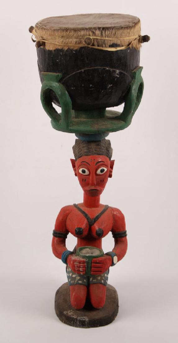 BAGA W AFRICAN CARVED WOODEN FERTILITY DRUM STATUE (1 of 4)