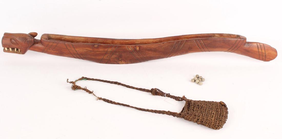 NORTHWEST INDIAN WOOD SERPENT & CLAY MARBLE GAME (1 of 3)