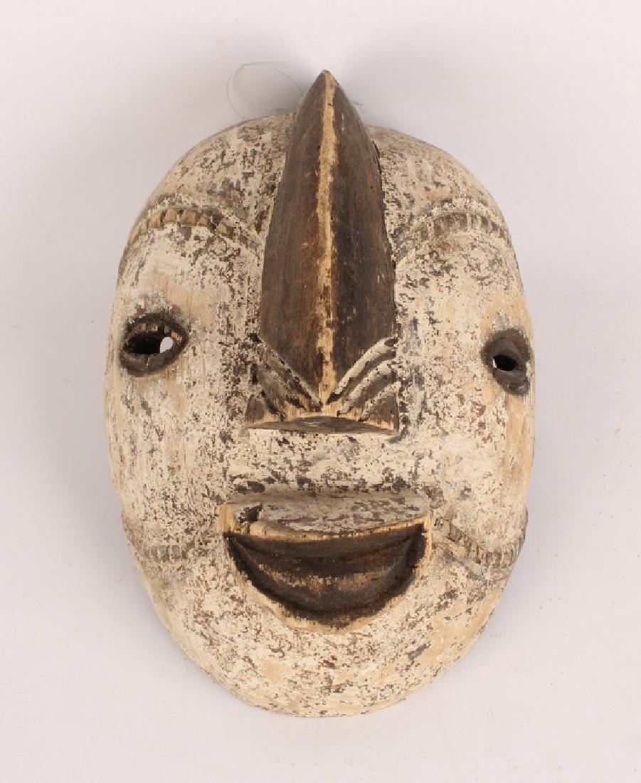 AFRICAN PUNU TRIBE WOOD CARVED PAINTED MASK (1 of 2)