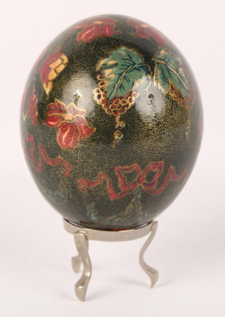 PAINTED OSTRICH EGG WITH STAND (1 of 3)