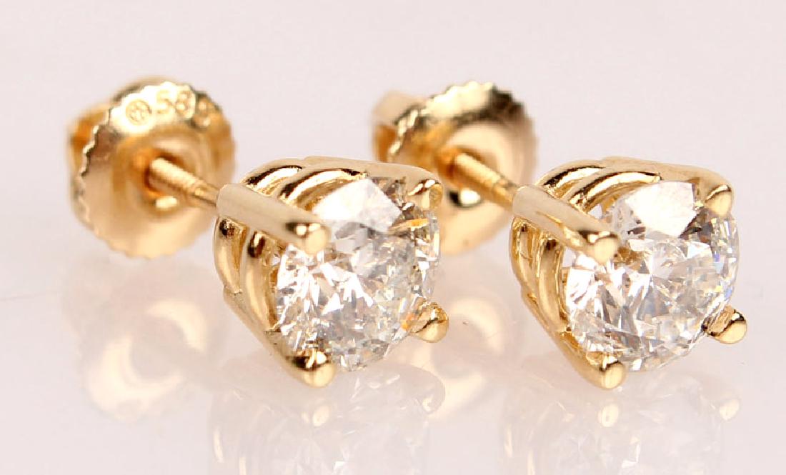 14K YELLOW GOLD 1.71CTW DIAMOND SOLITAIRE EARRINGS (1 of 3)