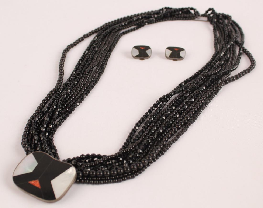 CELIA SEBIRI LADIES BLACK JADE NECKLACE & EARRINGS (1 of 4)