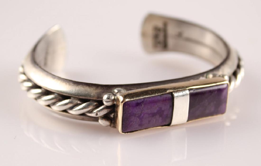 ORVILLE TSINNIE STERLING & 14K AMETHYST CUFF (1 of 4)