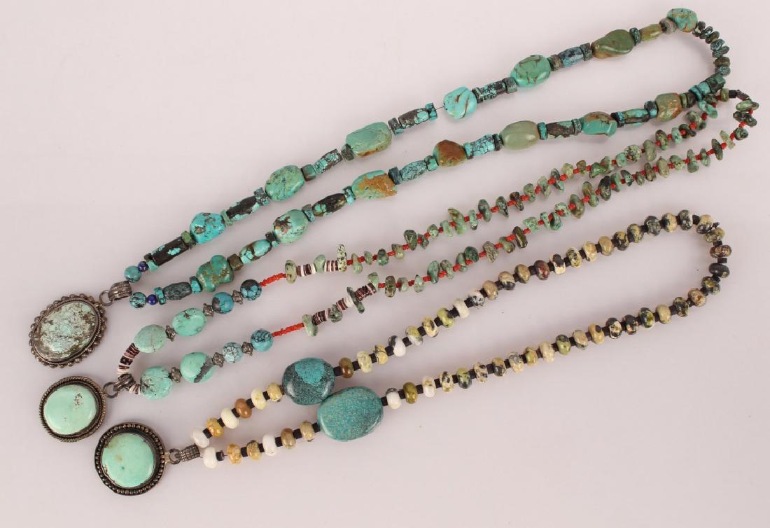 3 TURQUOISE & STERLING BEADED NECKLACES (1 of 3)