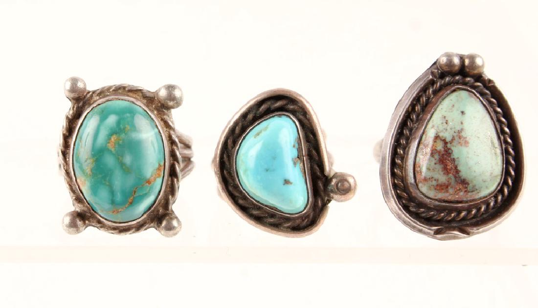 3 LADIES STERLING SILVER TURQUOISE FASHION RINGS (1 of 3)