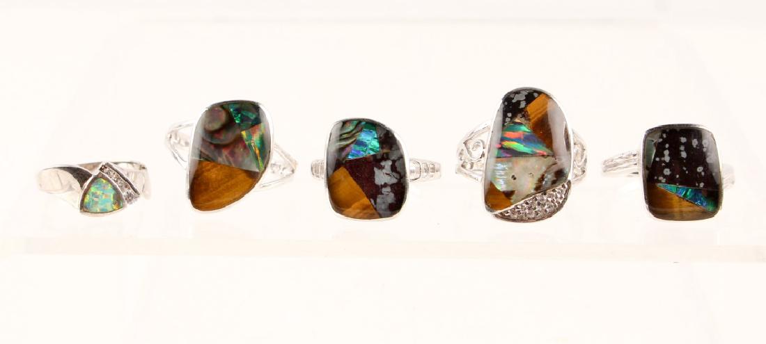 5 STERLING SILVER GILSON OPAL RINGS (1 of 4)