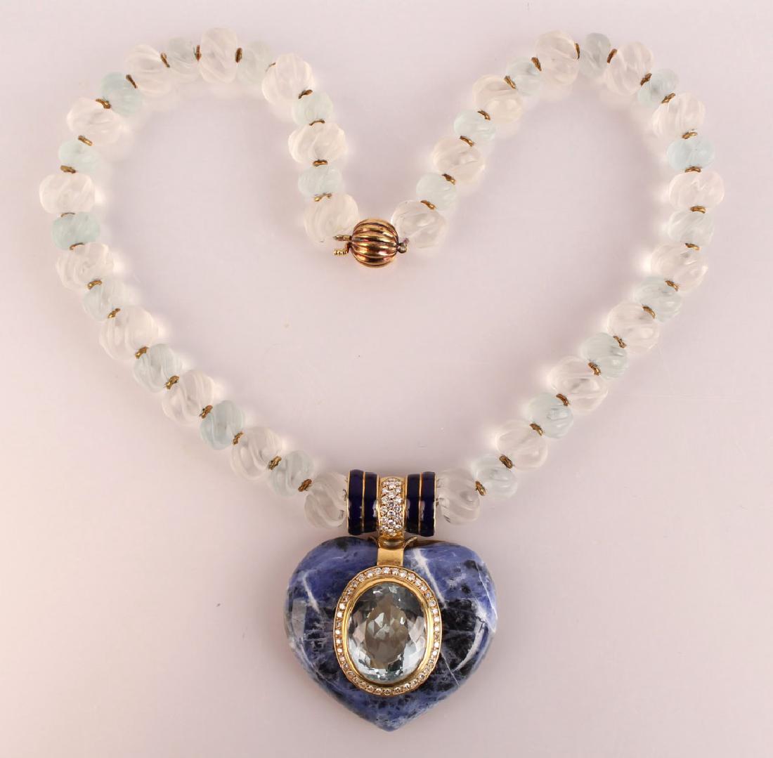 DAVID WEBB 18K SODALITE TOPAZ DIAMOND NECKLACE (1 of 5)
