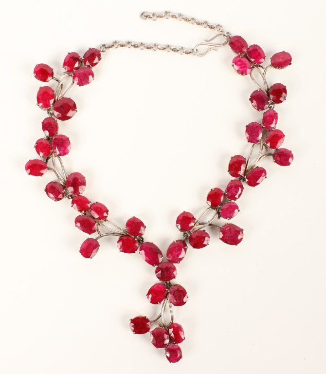 LADIES STERLING SILVER RUBY NECKLACE (1 of 5)