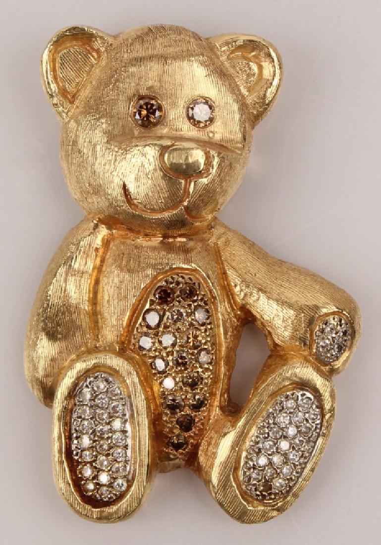14K YELLOW GOLD DIAMOND TEDDY BEAR PENDANT (1 of 4)