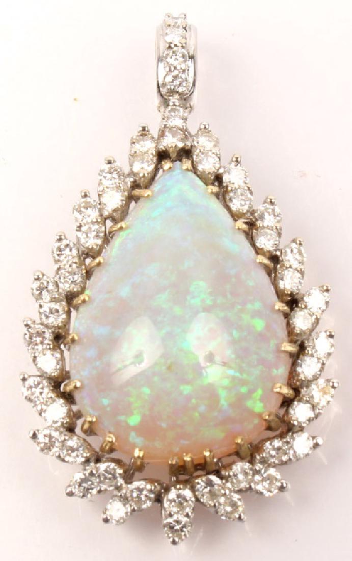 14K WHITE GOLD OPAL DIAMOND PENDANT (1 of 2)