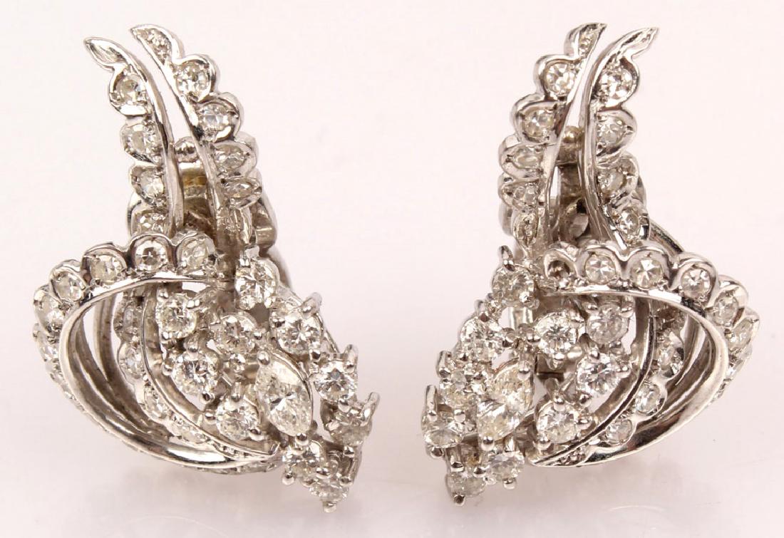 18K WHITE GOLD 2 CARAT DIAMOND CLUSTER EARRINGS (1 of 2)