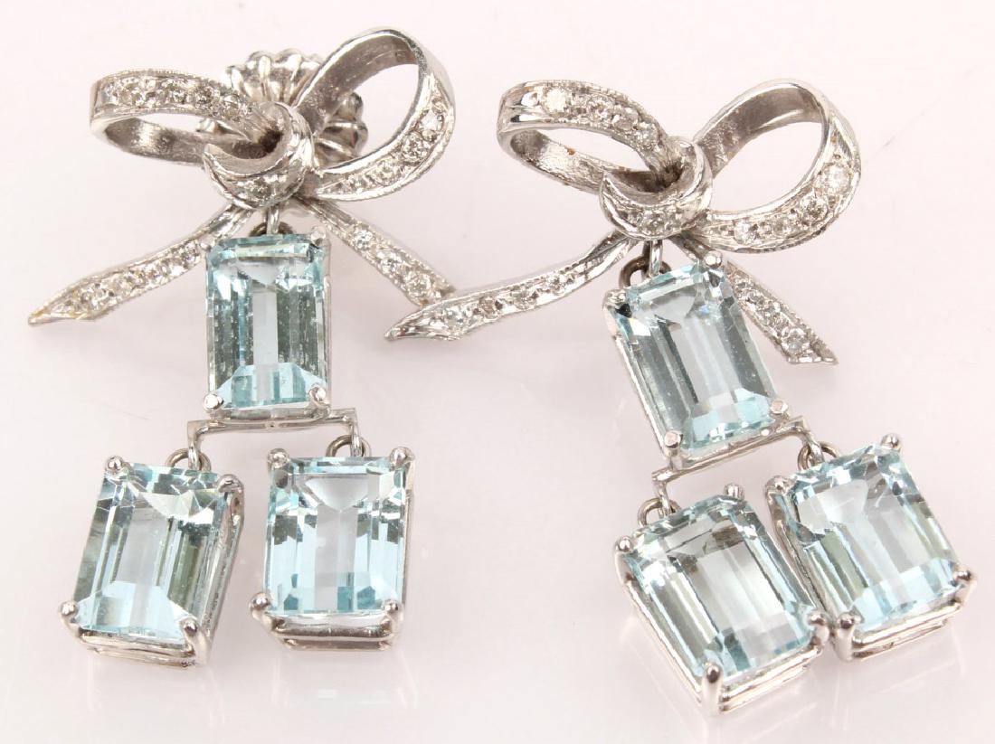 14K WHITE GOLD AQUAMARINE & DIAMOND EARRINGS (1 of 4)