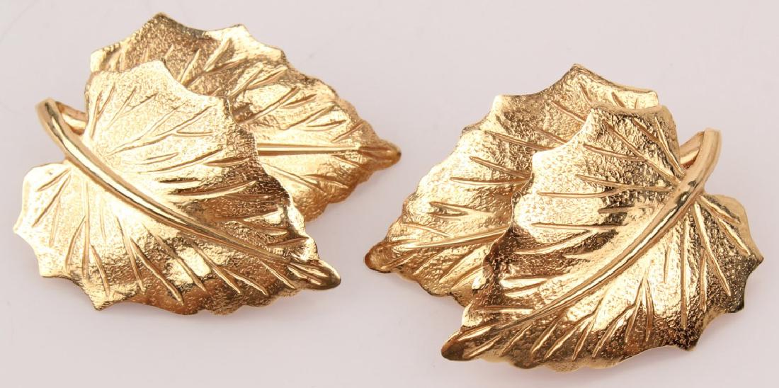 LADIES 14K YELLOW GOLD OAK LEAF EARRINGS (1 of 4)